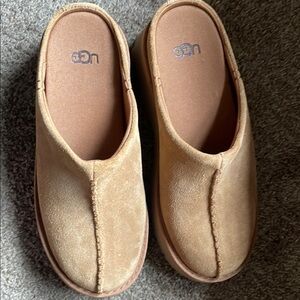 UGG Tan Suede Slip-On Clogs